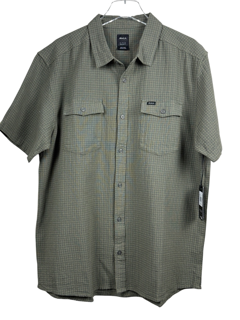 RVCA Costa Plaid Regular Fit Short‎ Sleeve Shirt Men's Size XL NWT MARP $70